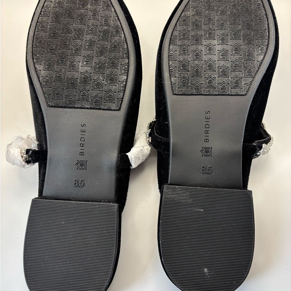Birdies Black Velvet Mules with Rhinestone Accent - Picture 8 of 11